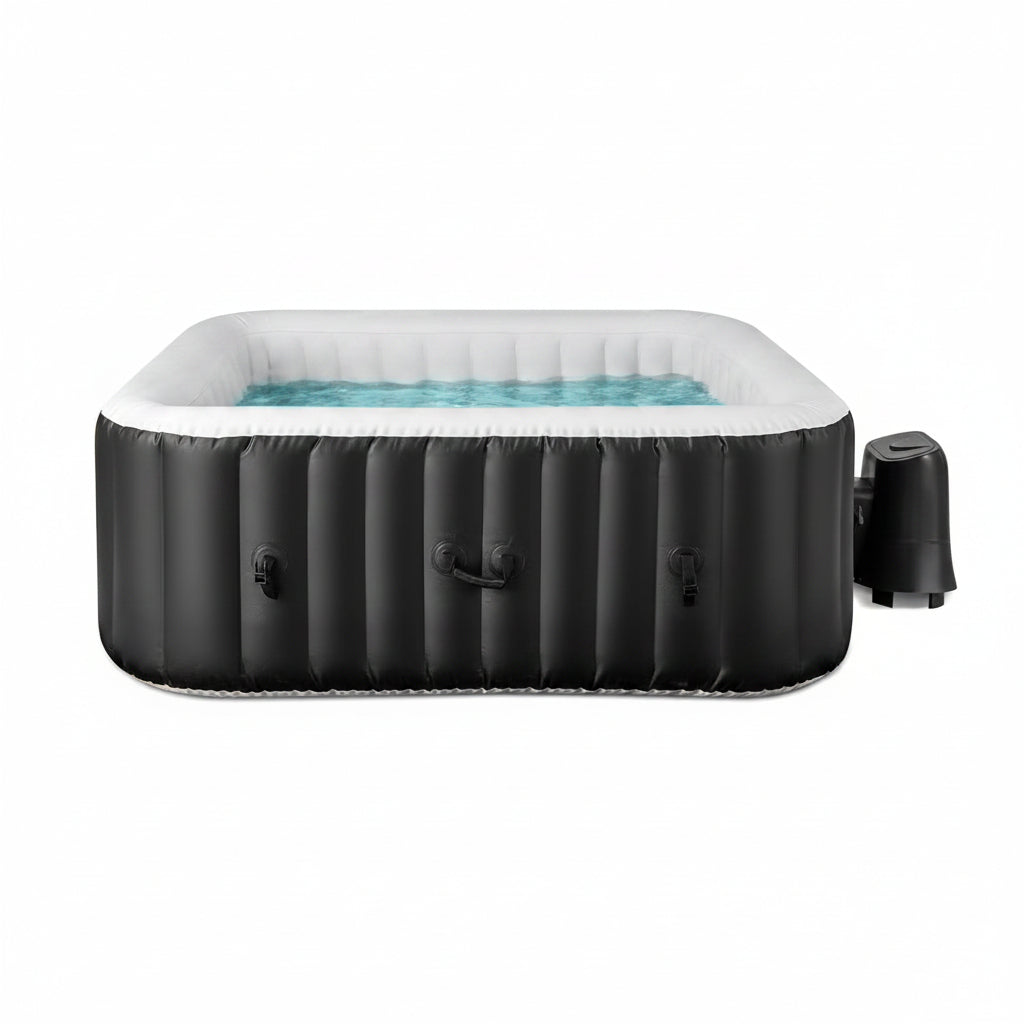 Inflatable Hot Tub, 4-6 Person Blowup Pool Hottub W/130 Air Jets, Heater Pump, Filter Cartridges, Insulated Cover, Ground Cloth, Portable Outdoor Water SPA (71’’X70’’ Rectangular, 4-6 Person)