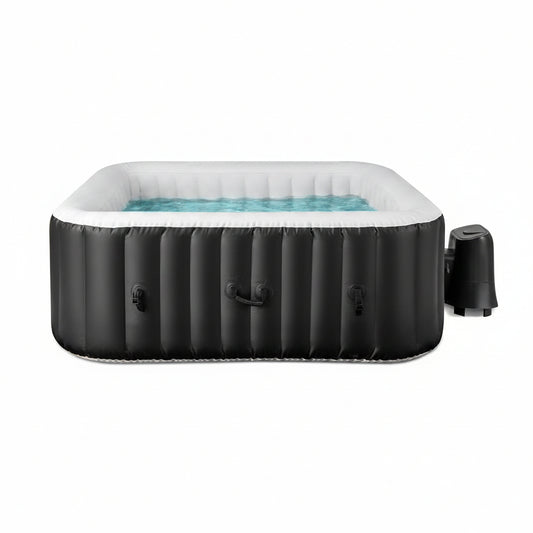Inflatable Hot Tub, 4-6 Person Blowup Pool Hottub W/130 Air Jets, Heater Pump, Filter Cartridges, Insulated Cover, Ground Cloth, Portable Outdoor Water SPA (71’’X70’’ Rectangular, 4-6 Person)