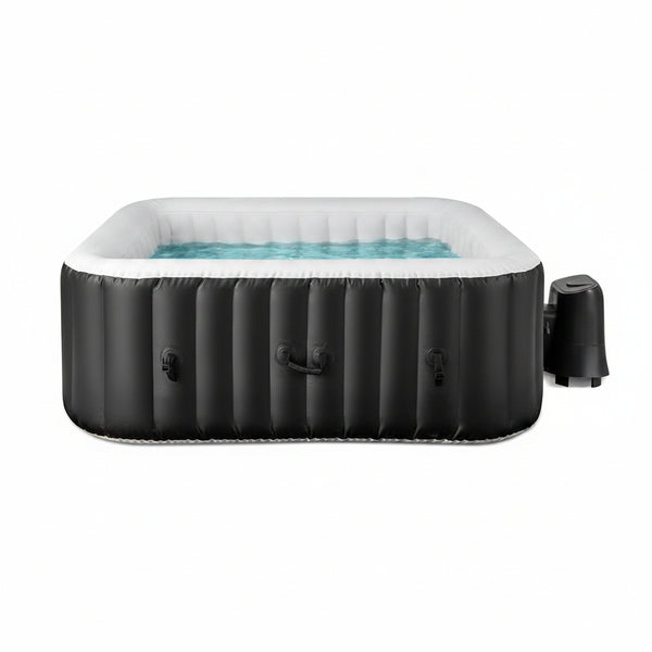 Inflatable Hot Tub, 4-6 Person Blowup Pool Hottub W/130 Air Jets, Heater Pump, Filter Cartridges, Insulated Cover, Ground Cloth, Portable Outdoor Water SPA (71’’X70’’ Rectangular, 4-6 Person)