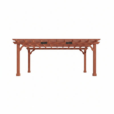 12X24 FT Premium Cedar Wood Pergola with Trellis Roof & Stakes | Outdoor Pergola Kit with Weather-Resistant Support, Backyard Gazebo for Patio, Garden & Events, Reddish-Brown