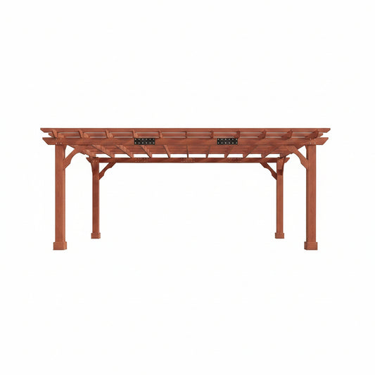 12X24 FT Premium Cedar Wood Pergola with Trellis Roof & Stakes | Outdoor Pergola Kit with Weather-Resistant Support, Backyard Gazebo for Patio, Garden & Events, Reddish-Brown