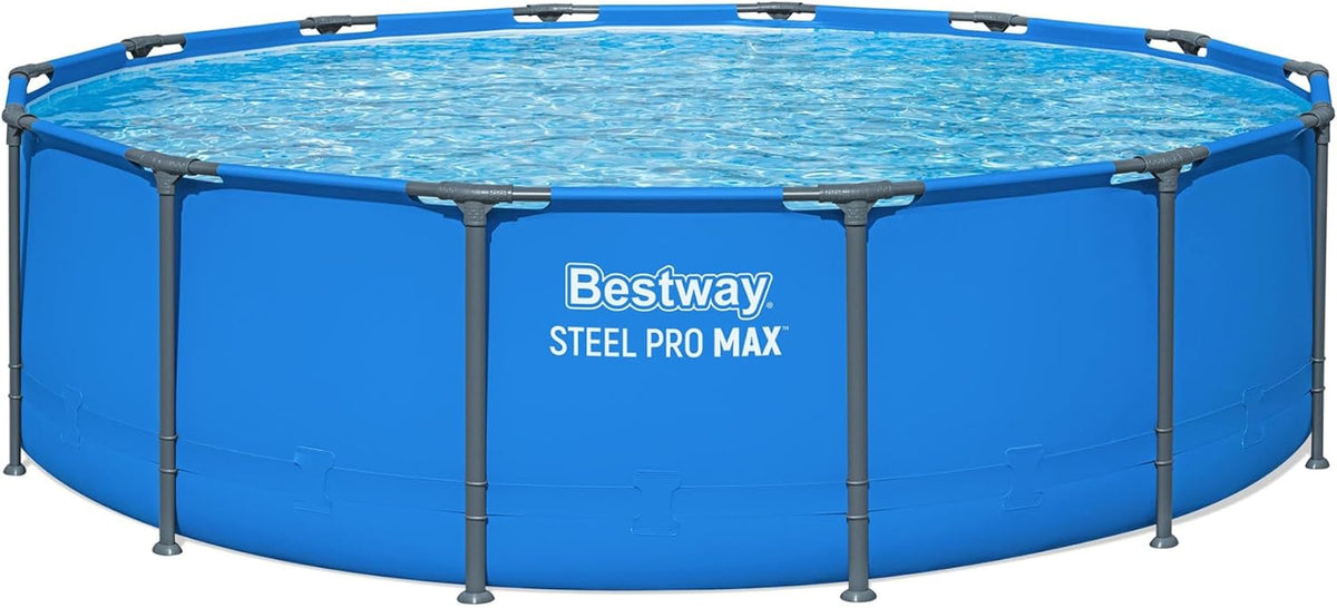 Steel Pro MAX 14’ X 42 above Ground Swimming Pool, Pool Only, Blue | round Durable Metal Frame Pool, Outdoor Backyard Water Activity - Includes Puncture-Resistant Liner, No-Tool Setup