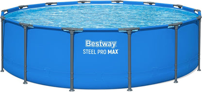 Steel Pro MAX 14’ X 42 above Ground Swimming Pool, Pool Only, Blue | round Durable Metal Frame Pool, Outdoor Backyard Water Activity - Includes Puncture-Resistant Liner, No-Tool Setup
