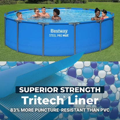 Steel Pro MAX 14’ X 42 above Ground Swimming Pool, Pool Only, Blue | round Durable Metal Frame Pool, Outdoor Backyard Water Activity - Includes Puncture-Resistant Liner, No-Tool Setup