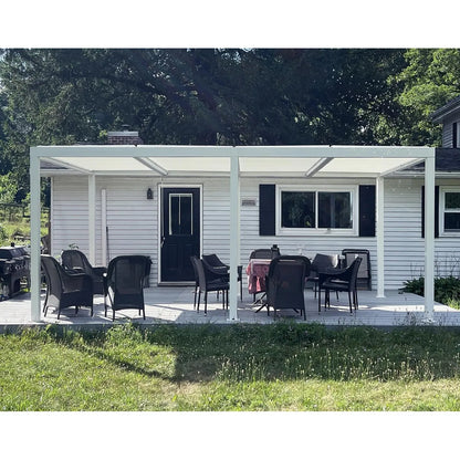 Louvered Pergola Modern White Pergola with Adjustable Roof for Deck Backyard Garden