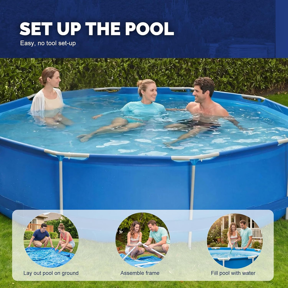 12Ft X 30In above Ground Swimming Pool,Outdoor Steel Frame round Swimming Pool,Easy Set Pool