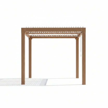 Louvered Pergola 10 Ft X10', Outdoor Pergola with Adjustable Louvered Roof, Reinforced Aluminum Frame, Integrated Drainage System, Hardtop Gazebo for Patio, Deck, Wood Grain