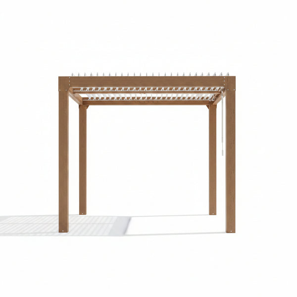 Louvered Pergola 10 Ft X10', Outdoor Pergola with Adjustable Louvered Roof, Reinforced Aluminum Frame, Integrated Drainage System, Hardtop Gazebo for Patio, Deck, Wood Grain