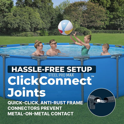 Steel Pro MAX 14’ X 42 above Ground Swimming Pool, Pool Only, Blue | round Durable Metal Frame Pool, Outdoor Backyard Water Activity - Includes Puncture-Resistant Liner, No-Tool Setup