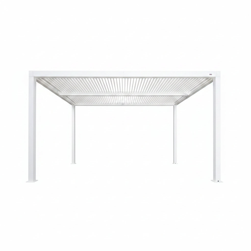Louvered Pergola Modern White Pergola with Adjustable Roof for Deck Backyard Garden