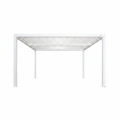 Louvered Pergola Modern White Pergola with Adjustable Roof for Deck Backyard Garden