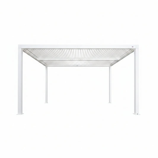 Louvered Pergola Modern White Pergola with Adjustable Roof for Deck Backyard Garden