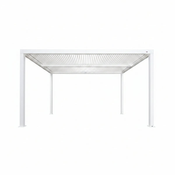 Louvered Pergola Modern White Pergola with Adjustable Roof for Deck Backyard Garden