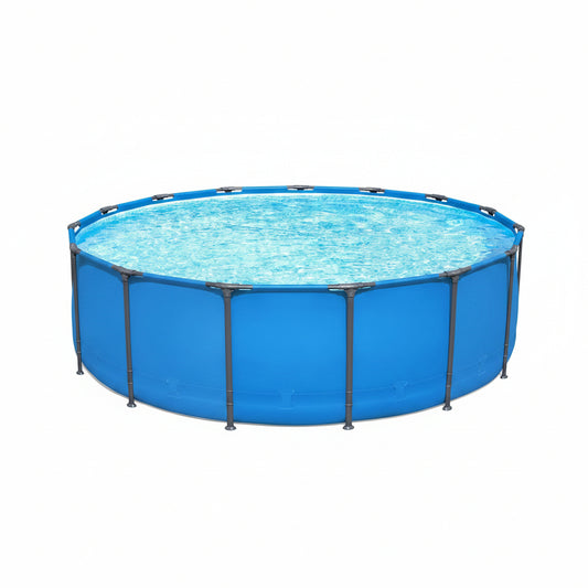 Steel Pro MAX 15’ X 48 above Ground Swimming Pool, Pool Only, Blue | round Durable Metal Frame Pool, Outdoor Backyard Water Activity - Includes Puncture-Resistant Liner, No-Tool Setup