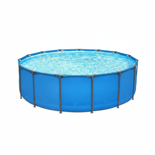 Steel Pro MAX 15’ X 48 above Ground Swimming Pool, Pool Only, Blue | round Durable Metal Frame Pool, Outdoor Backyard Water Activity - Includes Puncture-Resistant Liner, No-Tool Setup