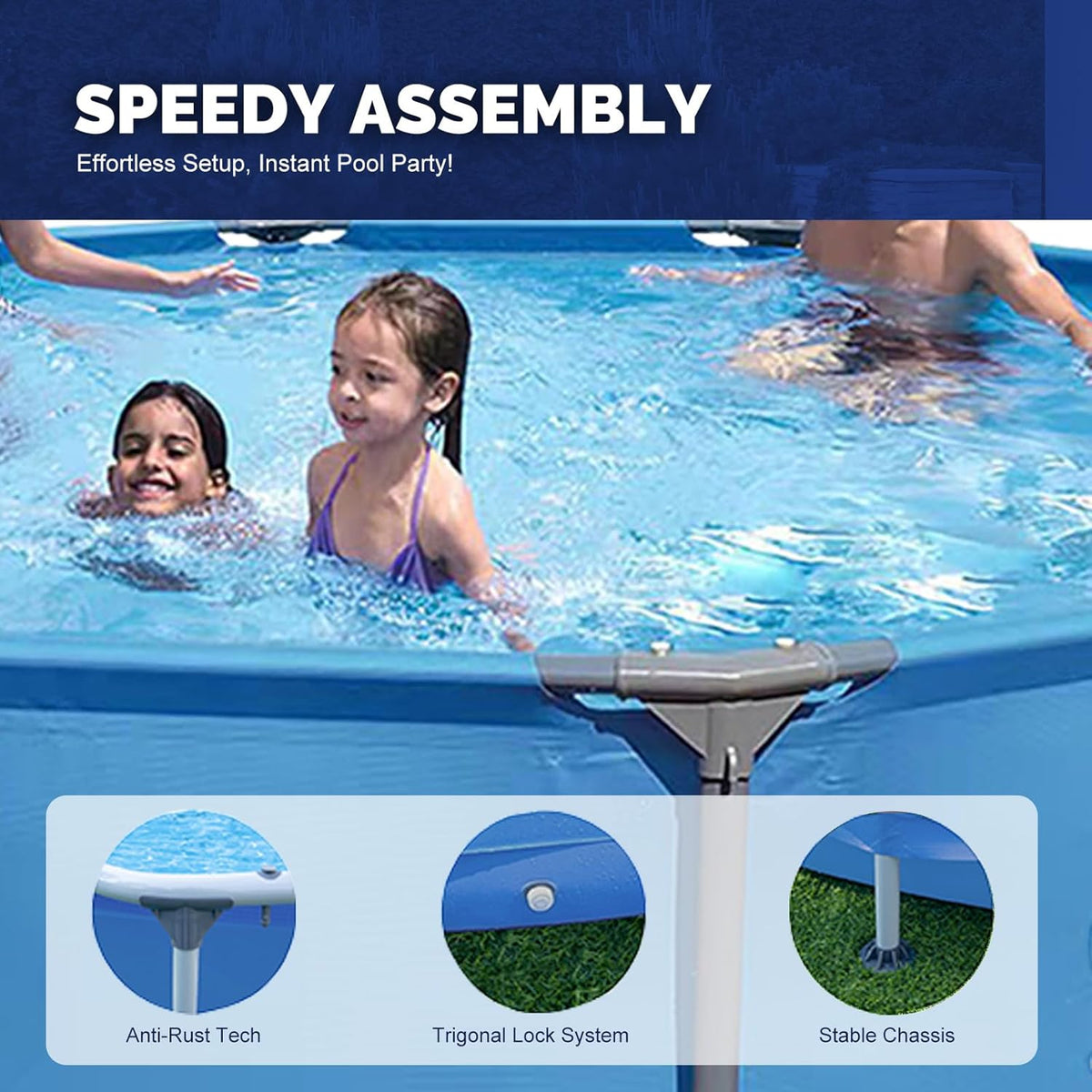 12Ft X 30In above Ground Swimming Pool,Outdoor Steel Frame round Swimming Pool,Easy Set Pool