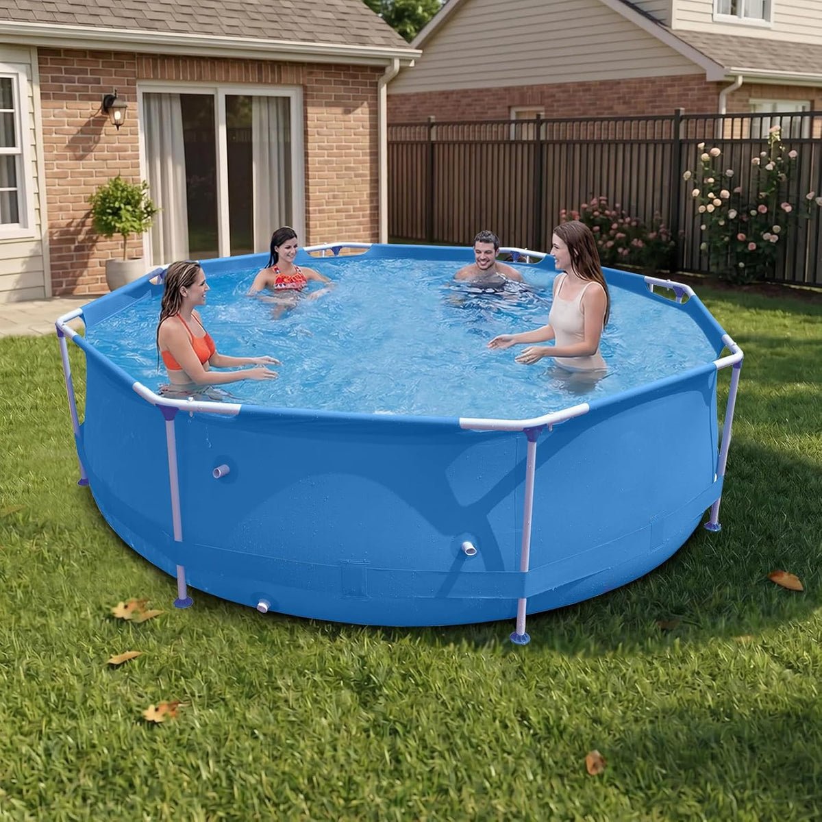 12Ft X 30In above Ground Swimming Pool,Outdoor Steel Frame round Swimming Pool,Easy Set Pool