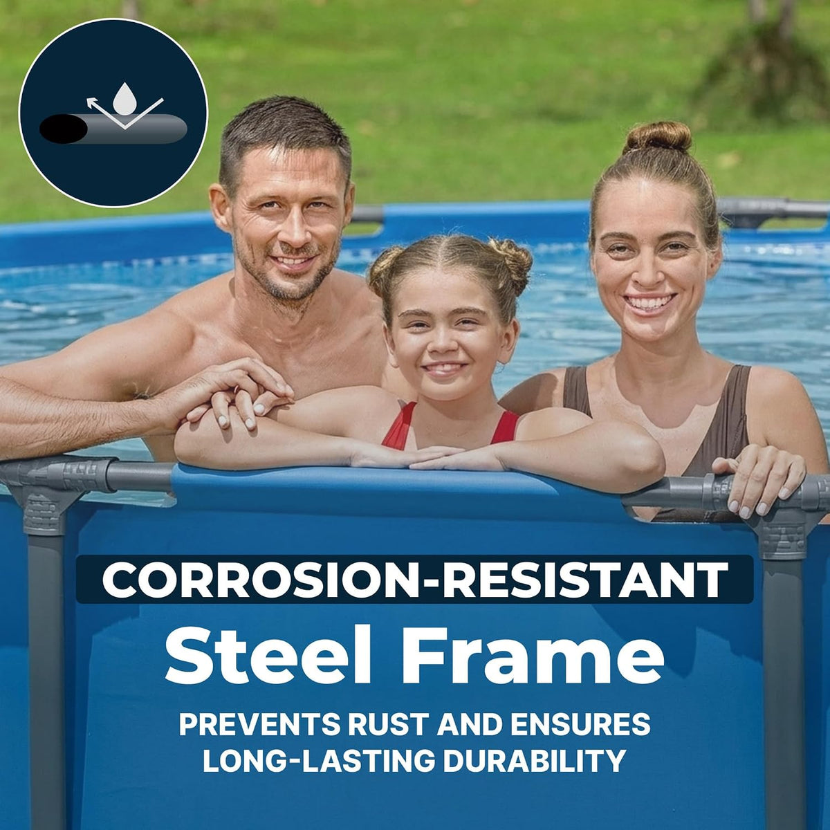 Steel Pro MAX 14’ X 42 above Ground Swimming Pool, Pool Only, Blue | round Durable Metal Frame Pool, Outdoor Backyard Water Activity - Includes Puncture-Resistant Liner, No-Tool Setup