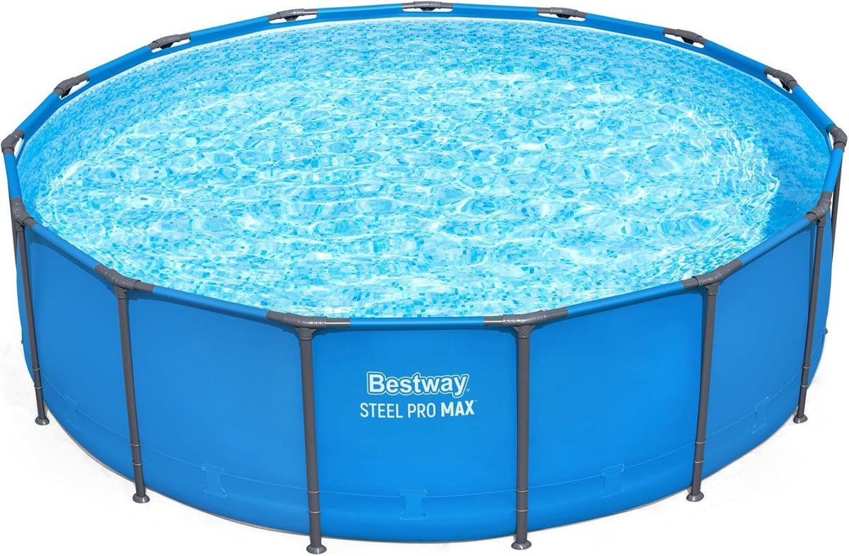Steel Pro MAX 15’ X 48 above Ground Swimming Pool, Pool Only, Blue | round Durable Metal Frame Pool, Outdoor Backyard Water Activity - Includes Puncture-Resistant Liner, No-Tool Setup
